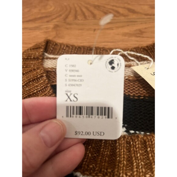 Saltwater Luxe Free People Abstract Stripe Sweater Women XS Modern Boho Cozy NEW - Picture 6 of 8